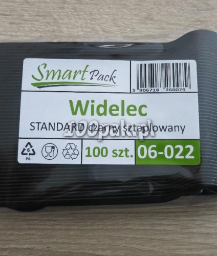 Widelec Smart Pack czarny sztaplowany 100 sztuk sztućce jednorazowe