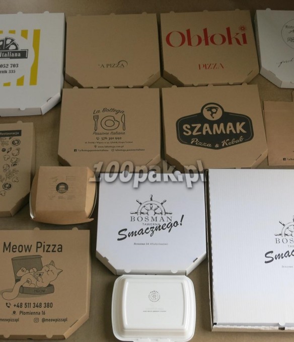 Kartony pudełka na pizzę 52x52 z nadrukiem 100 szt. 