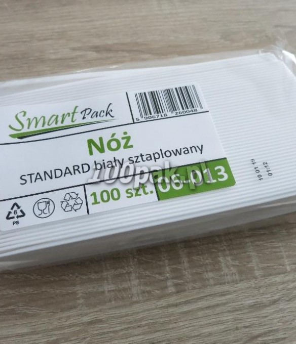 Nóż Smart Pack biały sztaplowany 100 sztuk sztućce jednorazowe