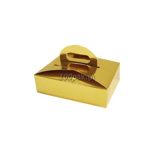 Karton do ciasta pralin złoty z rączką 16,5x11