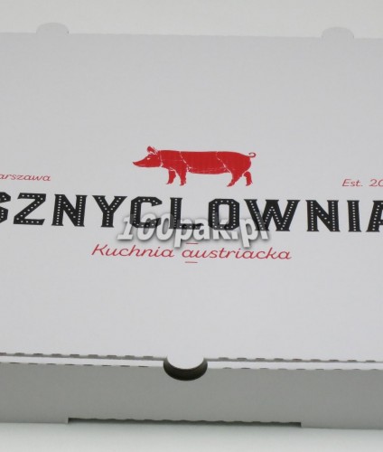 Kartony pudełka na pizzę z nadrukiem dwukolorywm 
