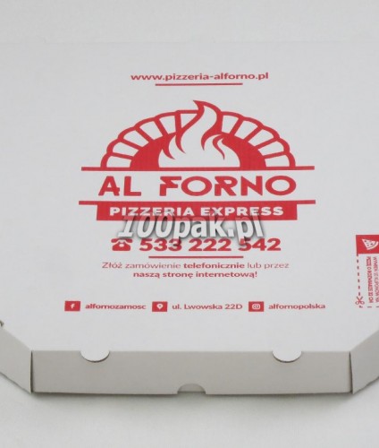 Kartony pudełka na pizzę z nadrukiem jednokolorowym 