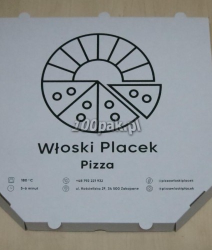 Kartony pudełka na pizzę z nadrukiem 32 jednokolrowe