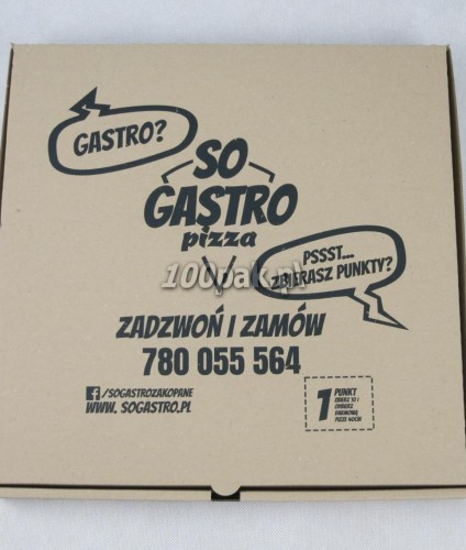 Kartony na pizzę szare EKO z nadrukiem logo
