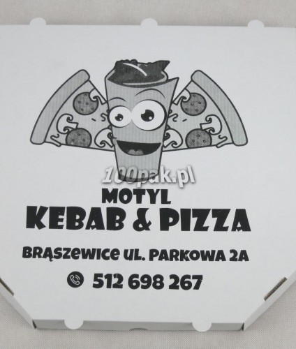 Kartony pudełka na pizzę boxy z nadrukiem 32 cm jeden kolor z logo