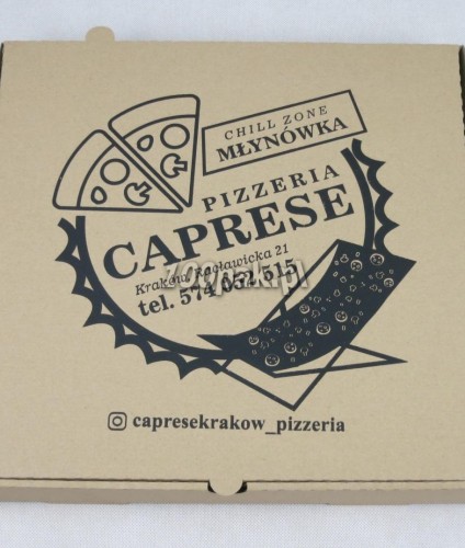 Kartony boxy na pizzę z logo szare proste 32 cm 