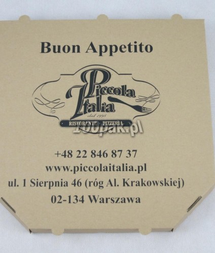 Kartony na pizzę boxy szare duże z logo 