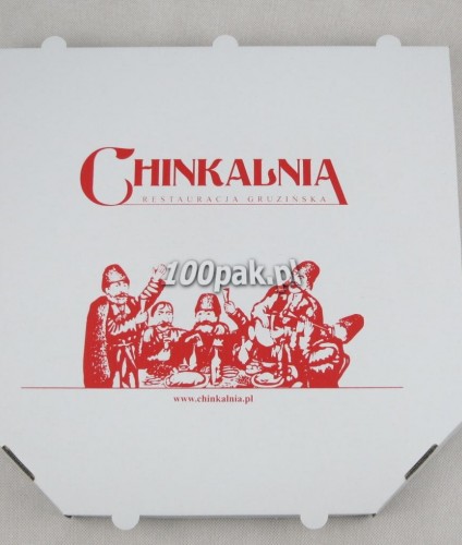Pudełka kartony na pizzę z nadrukiem czerwonym