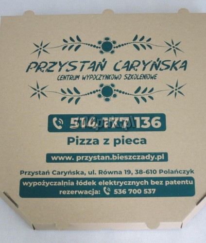 Pudełka kartony na pizzę szare EKO z nadrukiem