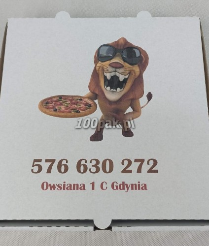 Boxy pudełka kartony na pizzę z logo kolorowe