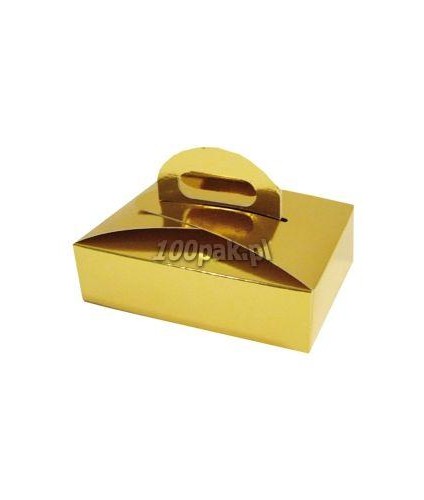 Karton do ciasta pralin złoty z rączką 16,5x11