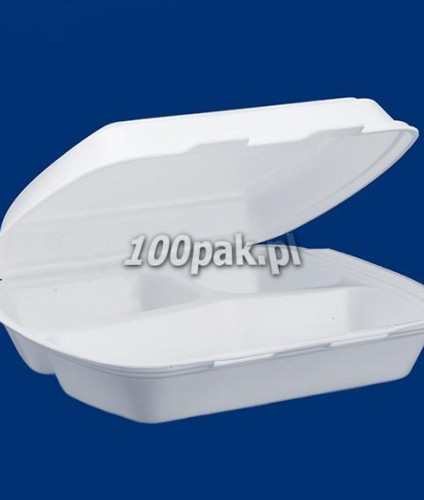 Menu box obiadowy styropianowy III dzielony biały MB3 EPS